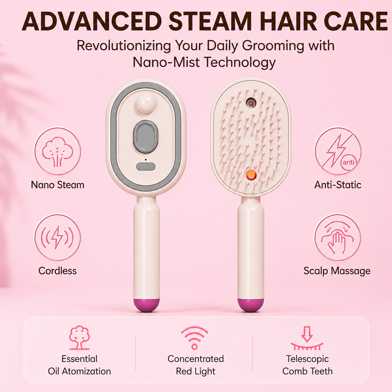 WomShine™ Rechargeable Spray Massage Hair comb
